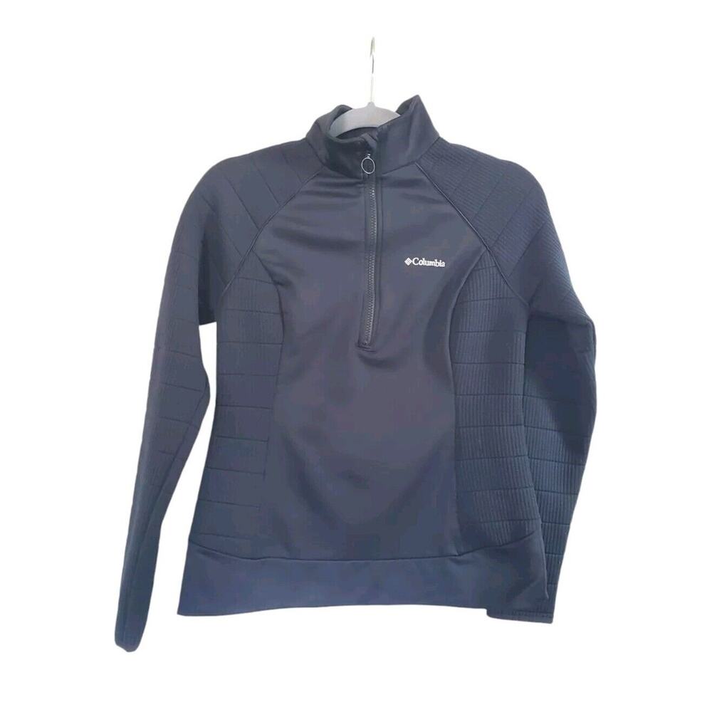 Columbia Black Roffe Ridge Medium Pullover Ribbed 1/2 Zip Sweater, Women's Small